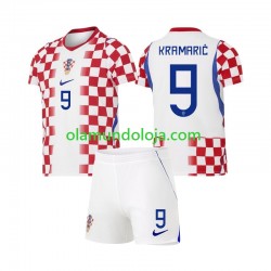 Camisola Croácia Andrej Kramaric 9 Criança Equipamento Primeiro Copa do Mundo 2026 Manga Curta